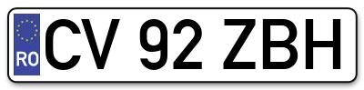 Placuta inmatriculare numar auto  CV-92-ZBH, CV 92 ZBH, CV92ZBH
