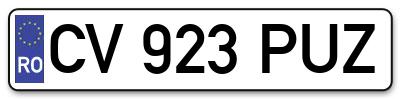 Placuta inmatriculare numar auto  CV-923-PUZ, CV 923 PUZ, CV923PUZ