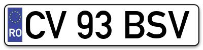 Placuta inmatriculare numar auto  CV-93-BSV, CV 93 BSV, CV93BSV