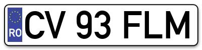 Placuta inmatriculare numar auto  CV-93-FLM, CV 93 FLM, CV93FLM