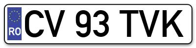 Placuta inmatriculare numar auto  CV-93-TVK, CV 93 TVK, CV93TVK
