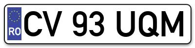 Placuta inmatriculare numar auto  CV-93-UQM, CV 93 UQM, CV93UQM