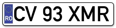 Placuta inmatriculare numar auto  CV-93-XMR, CV 93 XMR, CV93XMR