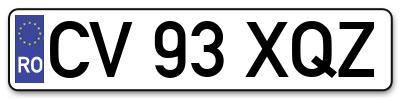 Placuta inmatriculare numar auto  CV-93-XQZ, CV 93 XQZ, CV93XQZ