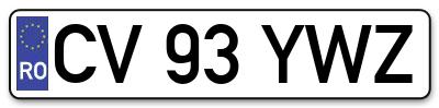 Placuta inmatriculare numar auto  CV-93-YWZ, CV 93 YWZ, CV93YWZ