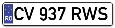 Placuta inmatriculare numar auto  CV-937-RWS, CV 937 RWS, CV937RWS