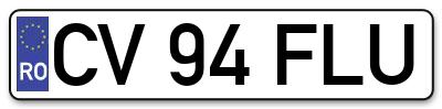 Placuta inmatriculare numar auto  CV-94-FLU, CV 94 FLU, CV94FLU