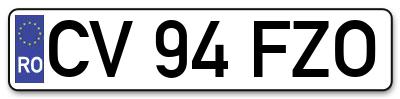Placuta inmatriculare numar auto  CV-94-FZO, CV 94 FZO, CV94FZO