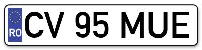 Placuta inmatriculare numar auto  CV-95-MUE, CV 95 MUE, CV95MUE