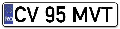 Placuta inmatriculare numar auto  CV-95-MVT, CV 95 MVT, CV95MVT