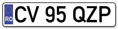 Placuta inmatriculare numar auto  CV-95-QZP, CV 95 QZP, CV95QZP