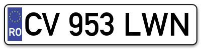 Placuta inmatriculare numar auto  CV-953-LWN, CV 953 LWN, CV953LWN