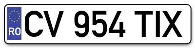 Placuta inmatriculare numar auto  CV-954-TIX, CV 954 TIX, CV954TIX