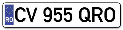 Placuta inmatriculare numar auto  CV-955-QRO, CV 955 QRO, CV955QRO