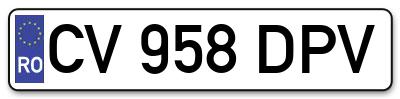 Placuta inmatriculare numar auto  CV-958-DPV, CV 958 DPV, CV958DPV