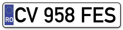 Placuta inmatriculare numar auto  CV-958-FES, CV 958 FES, CV958FES