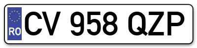 Placuta inmatriculare numar auto  CV-958-QZP, CV 958 QZP, CV958QZP