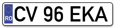 Placuta inmatriculare numar auto  CV-96-EKA, CV 96 EKA, CV96EKA