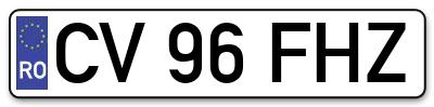 Placuta inmatriculare numar auto  CV-96-FHZ, CV 96 FHZ, CV96FHZ