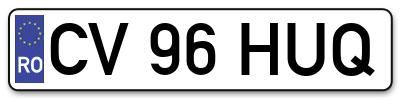 Placuta inmatriculare numar auto  CV-96-HUQ, CV 96 HUQ, CV96HUQ
