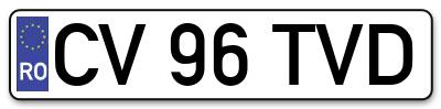 Placuta inmatriculare numar auto  CV-96-TVD, CV 96 TVD, CV96TVD
