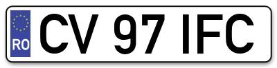 Placuta inmatriculare numar auto  CV-97-IFC, CV 97 IFC, CV97IFC