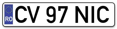 Placuta inmatriculare numar auto  CV-97-NIC, CV 97 NIC, CV97NIC