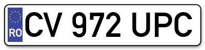 Placuta inmatriculare numar auto  CV-972-UPC, CV 972 UPC, CV972UPC