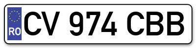 Placuta inmatriculare numar auto  CV-974-CBB, CV 974 CBB, CV974CBB