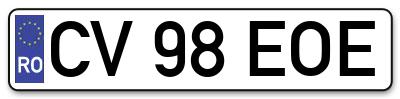 Placuta inmatriculare numar auto  CV-98-EOE, CV 98 EOE, CV98EOE