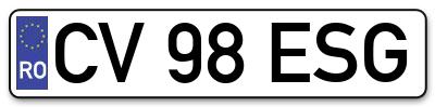 Placuta inmatriculare numar auto  CV-98-ESG, CV 98 ESG, CV98ESG