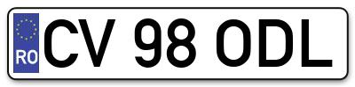 Placuta inmatriculare numar auto  CV-98-ODL, CV 98 ODL, CV98ODL