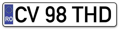 Placuta inmatriculare numar auto  CV-98-THD, CV 98 THD, CV98THD