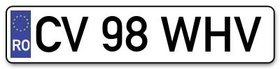 Placuta inmatriculare numar auto  CV-98-WHV, CV 98 WHV, CV98WHV
