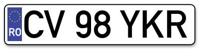 Placuta inmatriculare numar auto  CV-98-YKR, CV 98 YKR, CV98YKR