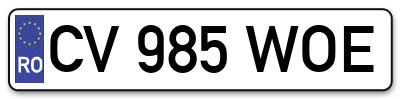 Placuta inmatriculare numar auto  CV-985-WOE, CV 985 WOE, CV985WOE