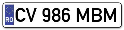 Placuta inmatriculare numar auto  CV-986-MBM, CV 986 MBM, CV986MBM