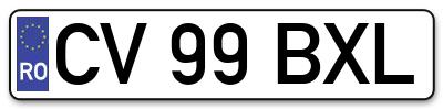 Placuta inmatriculare numar auto  CV-99-BXL, CV 99 BXL, CV99BXL