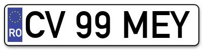 Placuta inmatriculare numar auto  CV-99-MEY, CV 99 MEY, CV99MEY