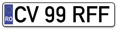 Placuta inmatriculare numar auto  CV-99-RFF, CV 99 RFF, CV99RFF