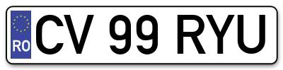 Placuta inmatriculare numar auto  CV-99-RYU, CV 99 RYU, CV99RYU
