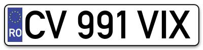 Placuta inmatriculare numar auto  CV-991-VIX, CV 991 VIX, CV991VIX