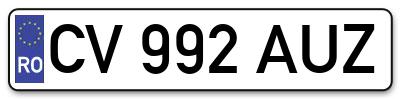 Placuta inmatriculare numar auto  CV-992-AUZ, CV 992 AUZ, CV992AUZ