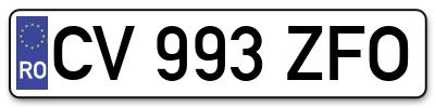 Placuta inmatriculare numar auto  CV-993-ZFO, CV 993 ZFO, CV993ZFO