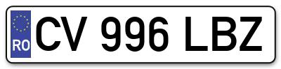 Placuta inmatriculare numar auto  CV-996-LBZ, CV 996 LBZ, CV996LBZ