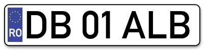 Placuta inmatriculare numar auto  DB-01-ALB, DB 01 ALB, DB01ALB
