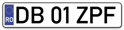 Placuta inmatriculare numar auto  DB-01-ZPF, DB 01 ZPF, DB01ZPF