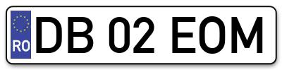 Placuta inmatriculare numar auto  DB-02-EOM, DB 02 EOM, DB02EOM