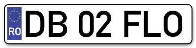 Placuta inmatriculare numar auto  DB-02-FLO, DB 02 FLO, DB02FLO