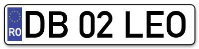 Placuta inmatriculare numar auto  DB-02-LEO, DB 02 LEO, DB02LEO